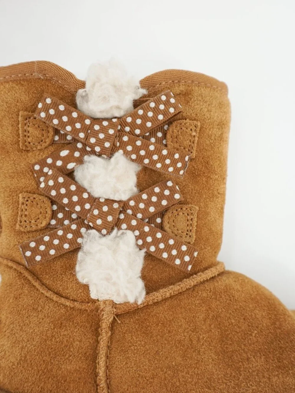 Koolaburra By Uggs Brown Suede Boots Girl Size 13 Chestnut Fur Bow Victoria